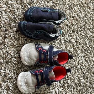 2 pairs size 3 infant boys shoes. Gently worn Gymboree and Robeez brand